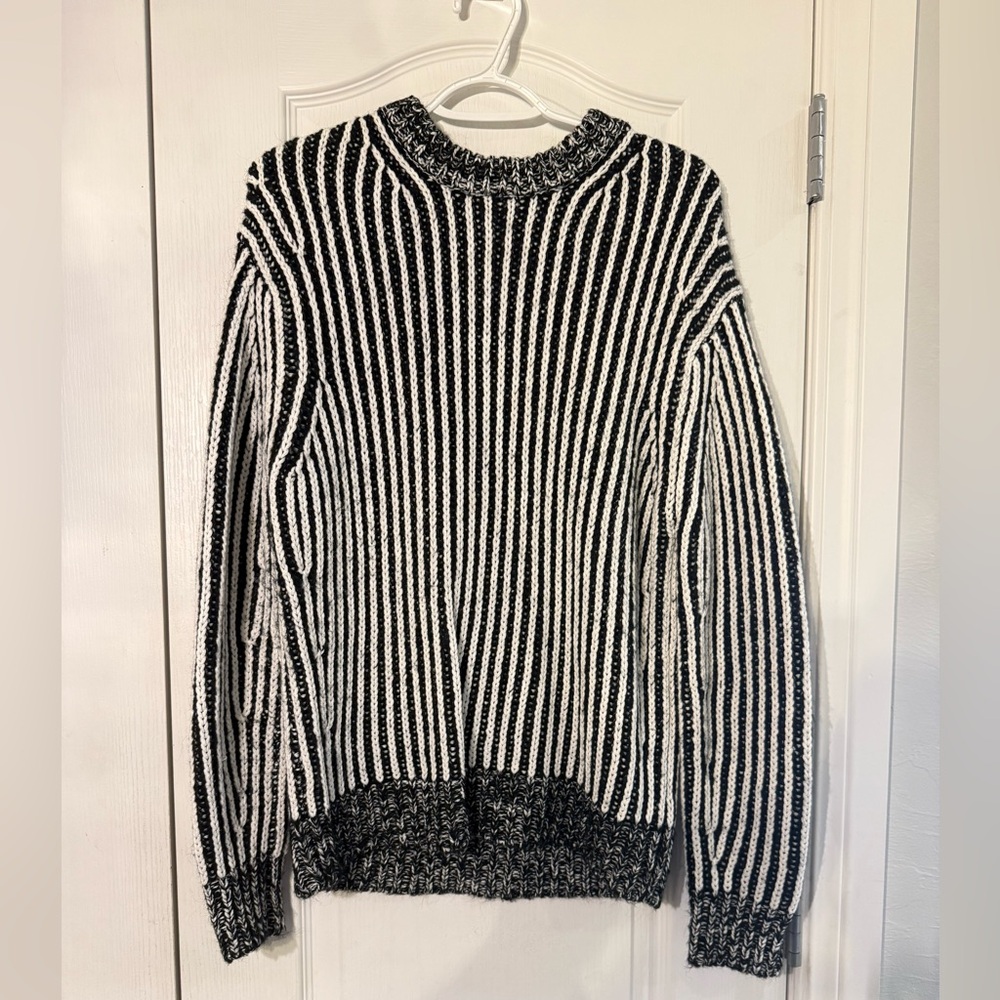 Elizabeth and James Black and White Stripe Knit Sweater